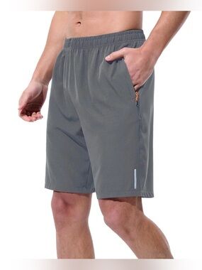 Set of 2 Men’s Running Shorts with Zipper Pockets & Reflective Stripes Sz 2XL‎